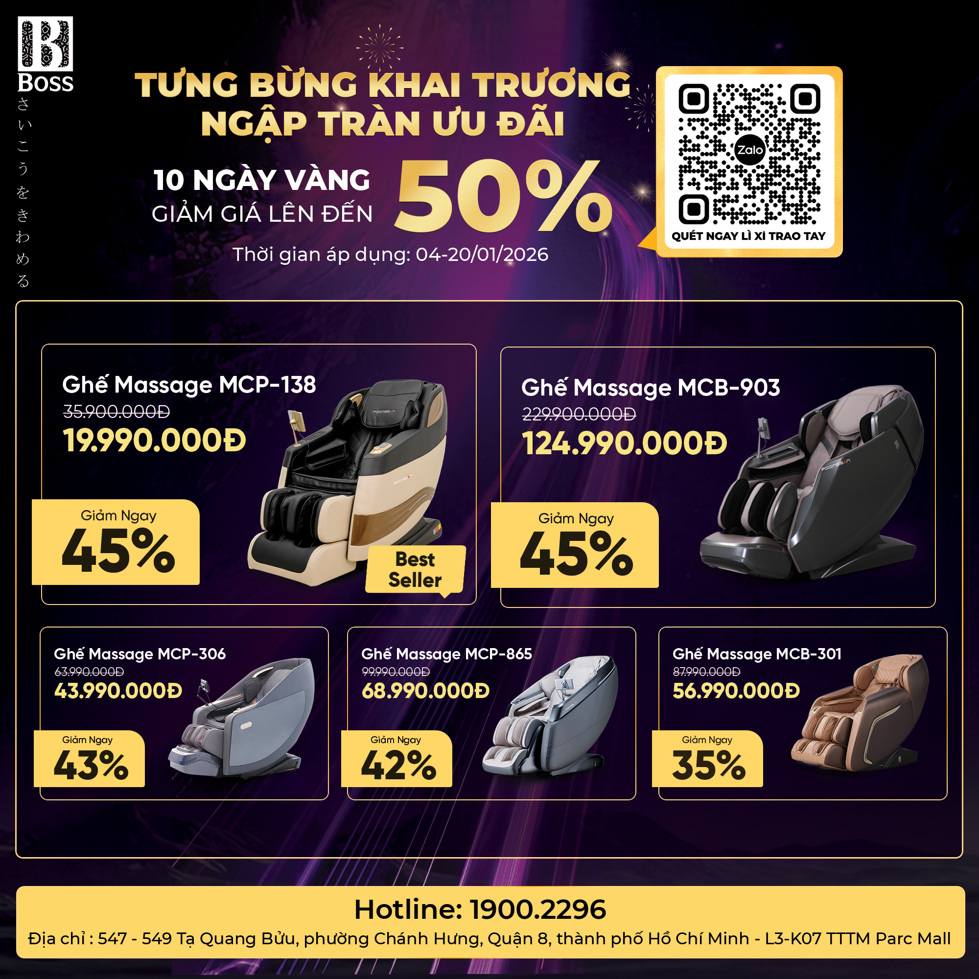 Khai trương ghế massage BOSS tại PARC MALL