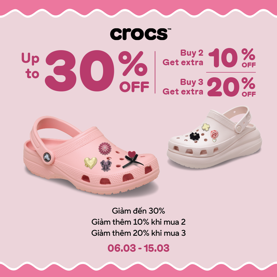 Chương trình ưu đãi Crocs mừng quốc tế phụ nữ 08.03