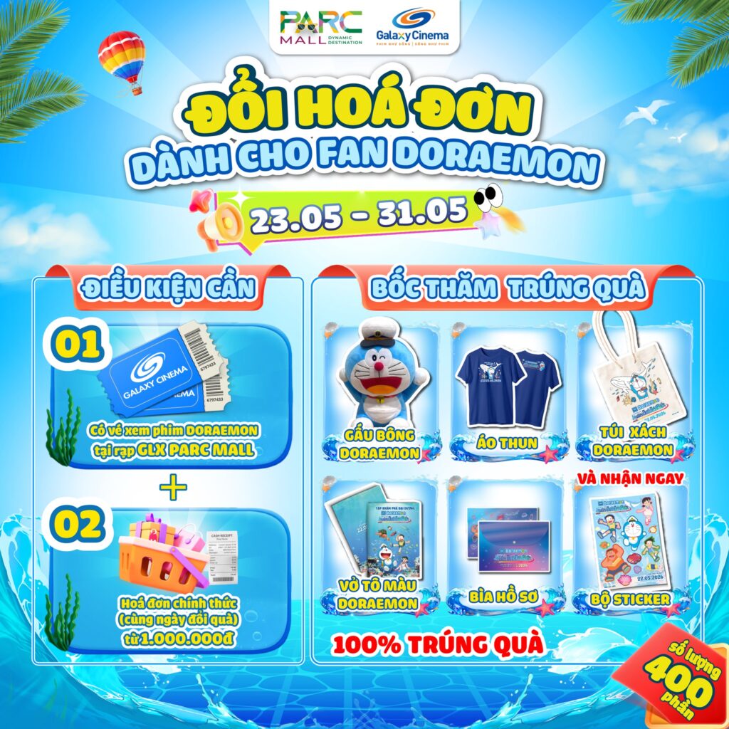 Chương trình ưu đãi mừng khởi chiếu phim Doraemon: Nobita và lâu dài dưới đáy biển 22.05