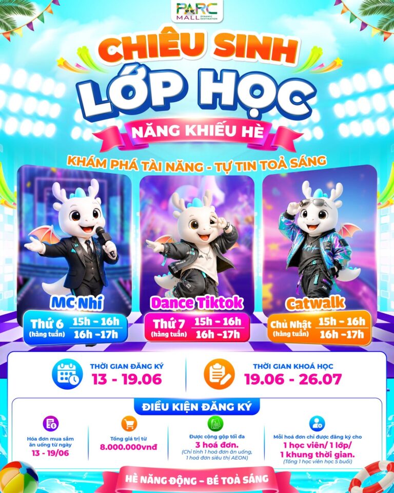 Chiêu mô lớp học năng khiếu dành cho các bé tại PARC MALL
