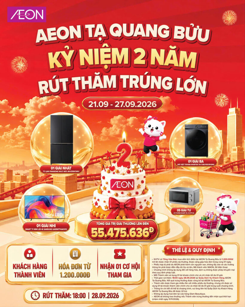 Ưu Đãi AEON Tạ Quang Bửu - Mừng sinh nhật 2 tuổi